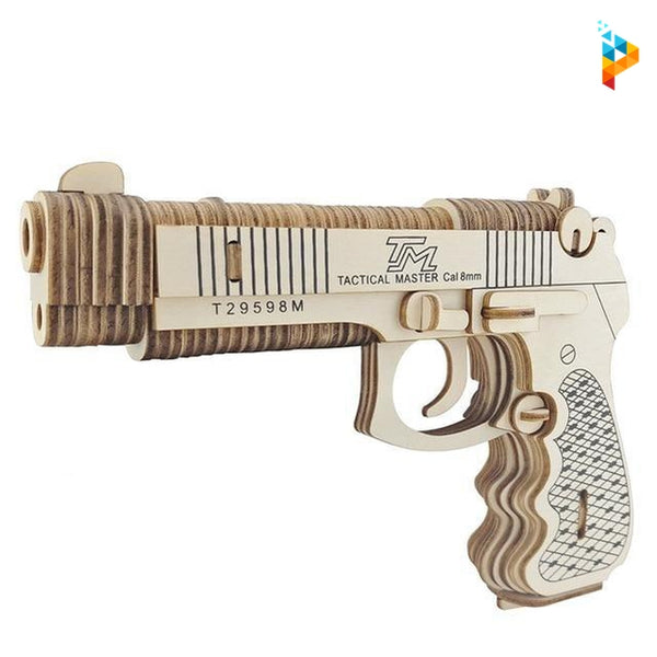 8mm revolver pistolet puzzle 3D en bois-Puzzledebois ™
