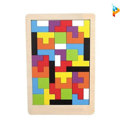 Puzzle de réflexion coloré en bois Montessori Tétris