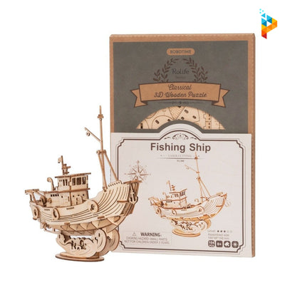 Bateau de pêche puzzle 3D en bois maquette-Puzzledebois ™