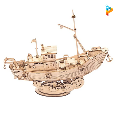 Bateau de pêche puzzle 3D en bois maquette-Puzzledebois ™