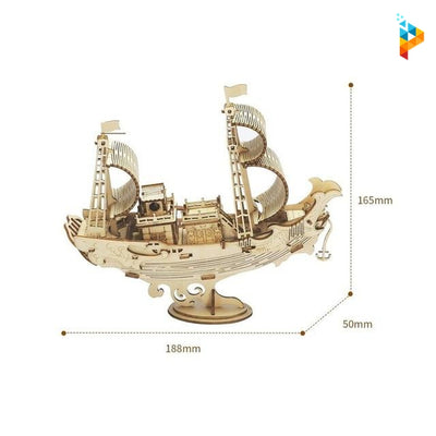 Bateau japonais à voile puzzle 3D en bois maquette-Puzzledebois ™
