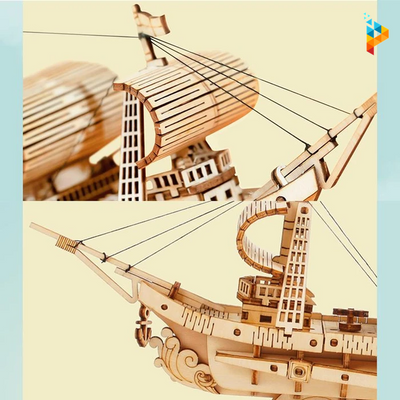 Bateau pirate à voile puzzle 3D en bois maquette-Puzzledebois ™