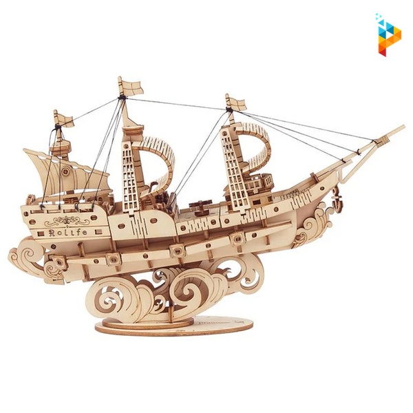 Bateau pirate à voile puzzle 3D en bois maquette-Puzzledebois ™