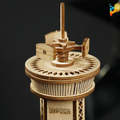 Boite à musique Tour de contrôle aérienne avion puzzle 3D bois-Puzzledebois ™