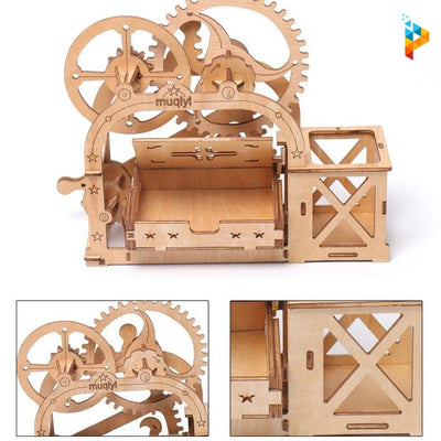 Boite de rangement à transmission mécanique puzzle 3D en bois-Puzzledebois ™