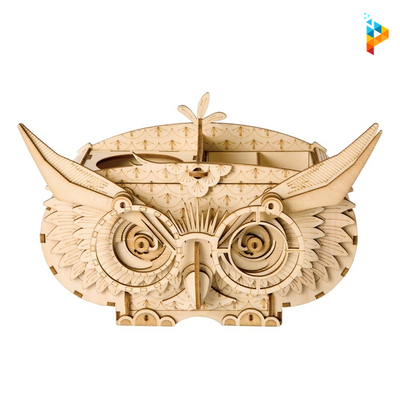 Boite de rangement hibou puzzle 3D mécanique en bois-Puzzledebois ™