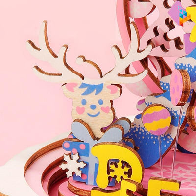 Boule de Noël musicale Petit Cerf puzzle 3D en bois-Puzzledebois ™