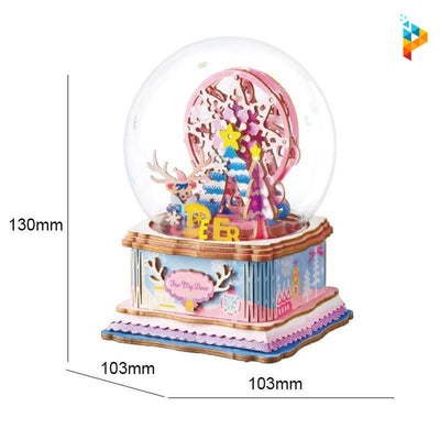 Boule de Noël musicale Petit Cerf puzzle 3D en bois-Puzzledebois ™