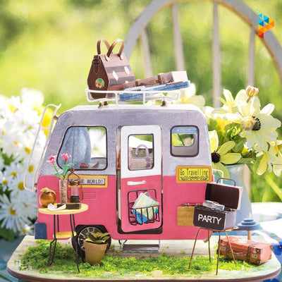 Camping car en vacances miniature puzzle 3D en bois-Puzzledebois ™