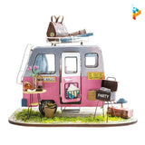 Camping car en vacances miniature puzzle 3D en bois-Puzzledebois ™