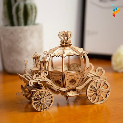 Carrosse citrouille puzzle 3D en bois mécanique-Puzzledebois ™
