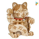 Chat heureux asiatique puzzle 3D en bois-Puzzledebois ™
