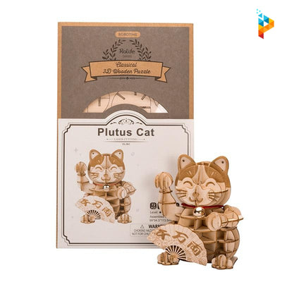 Chat heureux asiatique puzzle 3D en bois-Puzzledebois ™
