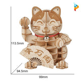 Chat heureux asiatique puzzle 3D en bois-Puzzledebois ™