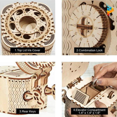Coffre de trésor boite de stockage mécanique puzzle 3D en bois-Puzzledebois ™