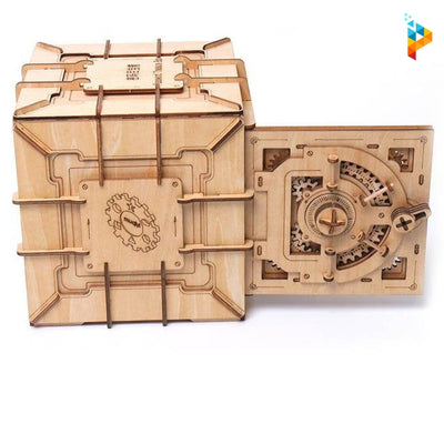 Coffre fort banque argent mécanique puzzle 3D en bois-Puzzledebois ™