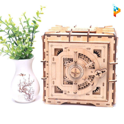Coffre fort banque argent mécanique puzzle 3D en bois-Puzzledebois ™