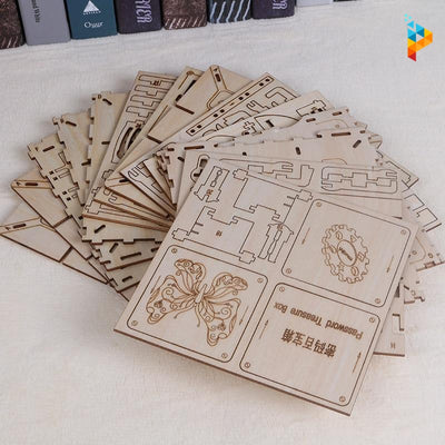 Coffre fort banque argent mécanique puzzle 3D en bois-Puzzledebois ™