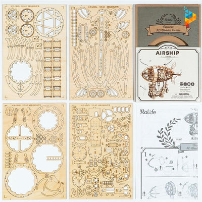 Dirigeable ballon d'air mécanique puzzle 3D en bois-Puzzledebois ™