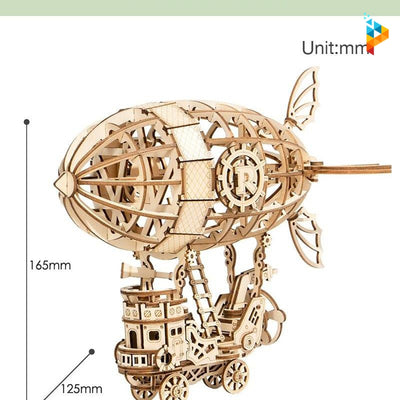 Dirigeable ballon d'air mécanique puzzle 3D en bois-Puzzledebois ™