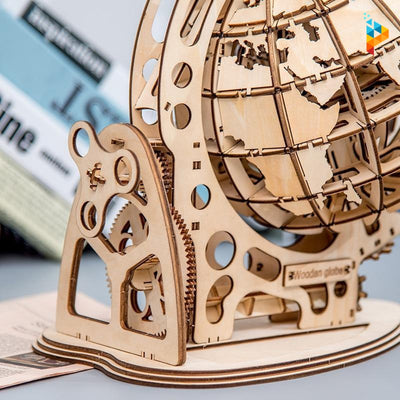 Globe terreste en bois mécanique puzzle en bois 3D-Puzzledebois ™