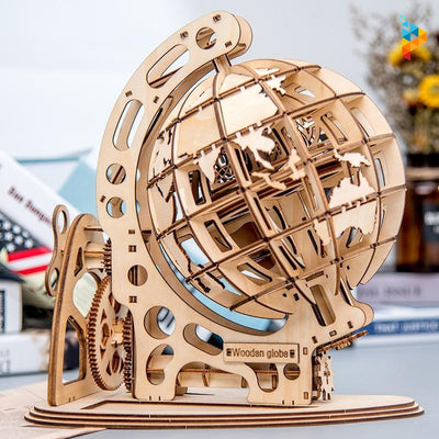 Globe terreste en bois mécanique puzzle en bois 3D-Puzzledebois ™