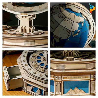 Globe terrestre puzzle en bois 3D mécanique-Puzzledebois ™