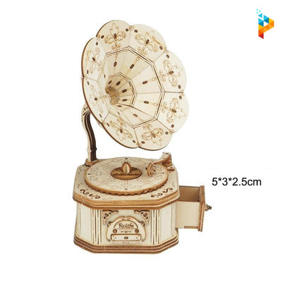 Gramophone puzzle 3D en bois mécanique-Puzzledebois ™
