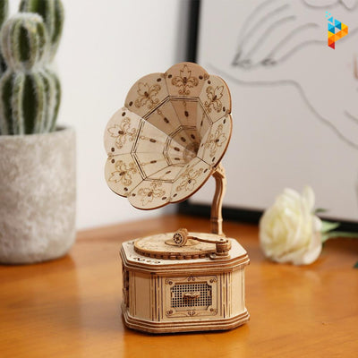 Gramophone puzzle 3D en bois mécanique-Puzzledebois ™