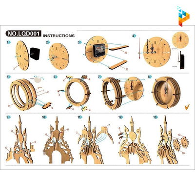 Horloge en bois à quartz puzzle 3D en bois-Puzzledebois ™