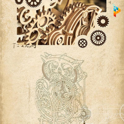 Horloge mécanique hibou puzzle 3D en bois-Puzzledebois ™