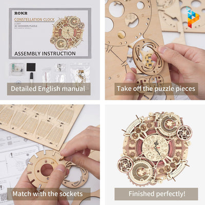 Horloge zodiacale mécanique 3D puzzle en bois-Puzzledebois ™