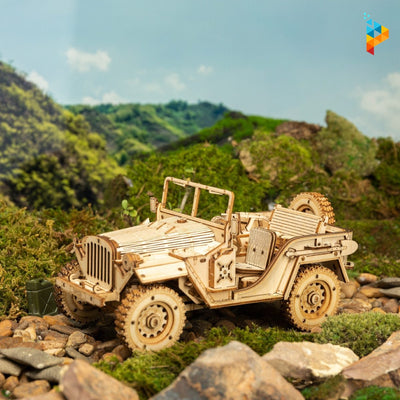 Jeep voiture vintage automobile puzzle 3D en bois-Puzzledebois ™