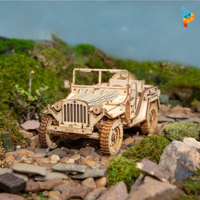 Jeep voiture vintage automobile puzzle 3D en bois-Puzzledebois ™