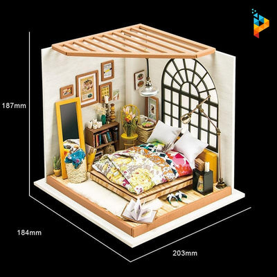 La chambre à coucher d'Alice maison de poupée puzzle en bois-Puzzledebois ™