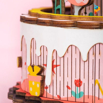 L'anniversaire enchanté boite musicale puzzle 3D en bois-Puzzledebois ™