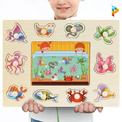 L'aquarium Montessori puzzle en bois éducatif enfant-Puzzledebois ™
