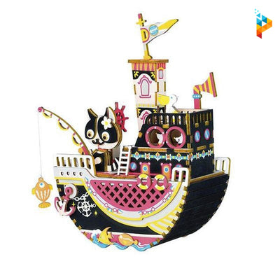Le bateau de Kitty boite à musique puzzle en bois-Puzzledebois ™