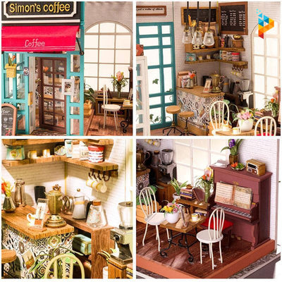 Le café de Simon maison de poupée puzzle 3D en bois-Puzzledebois ™