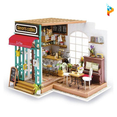 Le café de Simon maison de poupée puzzle 3D en bois-Puzzledebois ™