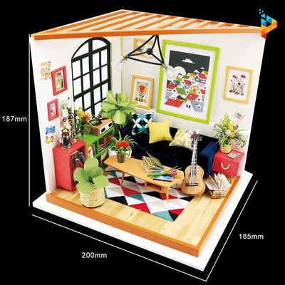 Le salon de Lucas maison de poupée puzzle en bois-Puzzledebois ™