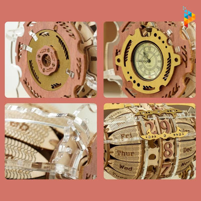 Machine temporelle calendrier perpétuel puzzle mécanique 3D en bois-Puzzledebois ™