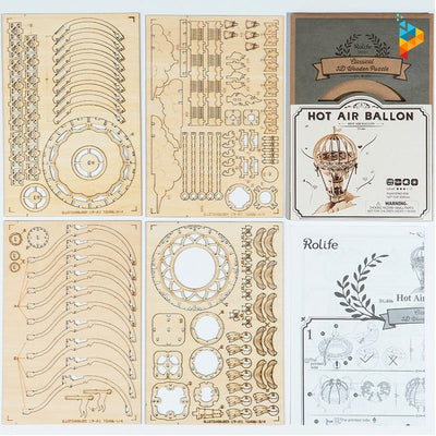 Montgolfière ballon puzzle mécanique 3D en bois-Puzzledebois ™