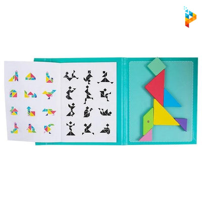 Tangram Montessori magnétique Puzzle en bois 3D Educatif