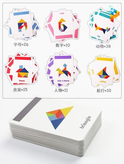 Tangram Box Montessori Puzzle 3D en bois