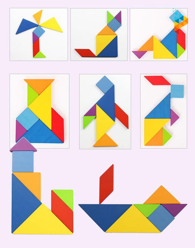 Tangram Box Montessori Puzzle 3D en bois