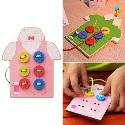 Les Lacets Montessori Educatif Puzzle 3D en bois