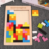 Puzzle de réflexion coloré en bois Montessori Tétris