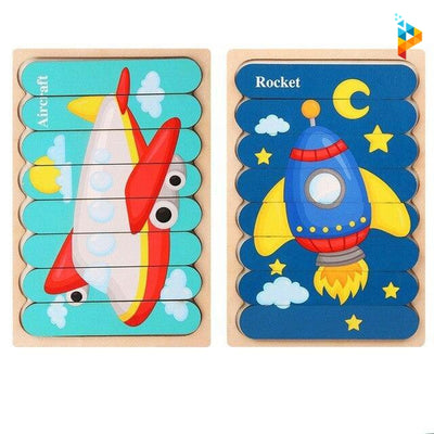 Puzzle en bois double face Montessori enfant