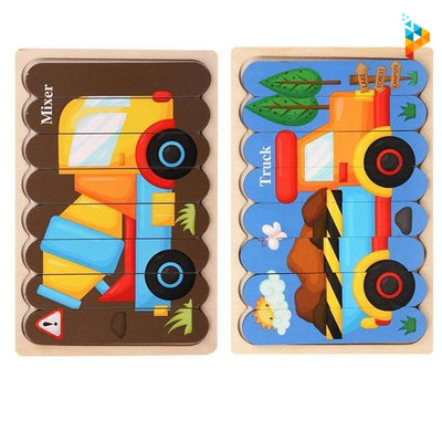 Puzzle en bois double face Montessori enfant
